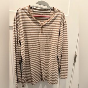 DAVID ARCHY Men’s Large Striped Long Sleeve Henley 100% Cotton